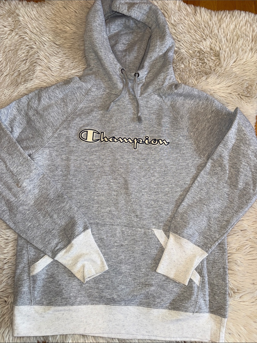 Champion Gray  Hoodie with Script Logo